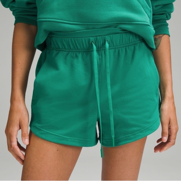 lululemon athletica Pants - Womens Lululemon inner glow short 3” terry cascadia green size 4